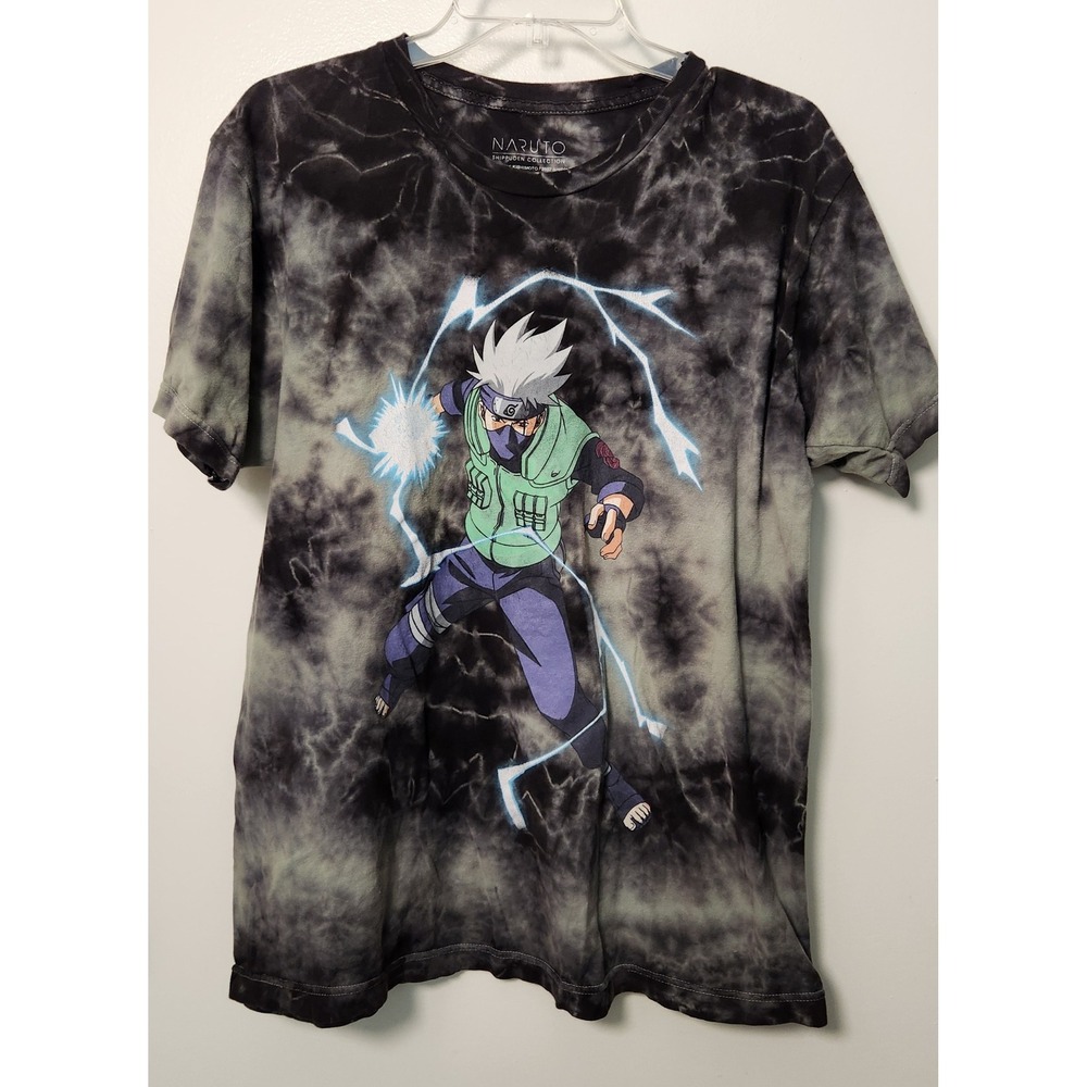 Naruto 2002 Shippuden Masashi‎ Kishimoto Y2K Tee Black Tie Dye Men's Large